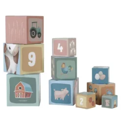 Cubos apilables con números Pequeña Granja (10) - Little Dutch