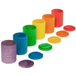 Cubos con tapa de madera colores arcoíris (6) - Grapat
