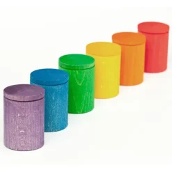 Cubos con tapa de madera colores arcoíris (6) - Grapat