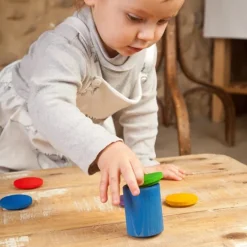 Cubos con tapa de madera colores arcoíris (6) - Grapat