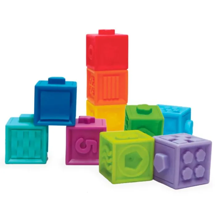 Cubos de construcción texturizados números, formas y animales (10) - Edushape