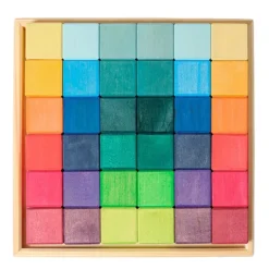 Cubos de madera colores arcoíris (36) - Grimm's