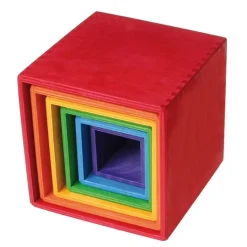 Cubos grandes apilables de madera de colores (6) - Grimm's