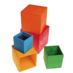 Cubos grandes apilables de madera de colores (6) - Grimm's