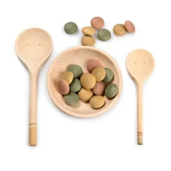 Cuenco, cucharas y piedras de madera Yummy - Grapat