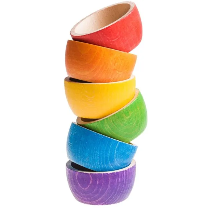 Cuencos de madera colores arcoíris (6) - Grapat