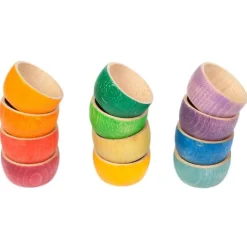 Cuencos de madera colores arcoíris y pastel (12) - Grapat
