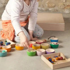 Cuencos de madera colores arcoíris y pastel (12) - Grapat