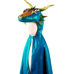 Disfraz capa de dragón metalizado azul talla 5-6 - Great Pretenders