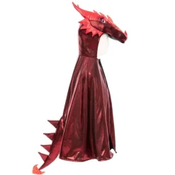 Disfraz capa de dragón roja rubí metalizada talla 3-4 - Great Pretenders