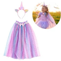 Disfraz capa de unicornio con diadema talla 4-6 - Great Pretenders