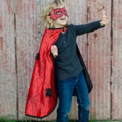 Disfraz capa reversible superhéroes Spiderman Batman con antifaz talla 4-6 - Great Pretenders