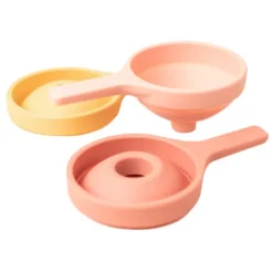 Embudos de silicona plegables coral y amarillo para bandeja Play Tray (3) - Inspire My Play