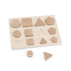 Encajable de madera sensorial formas geométricas y texturas - Andreu Toys