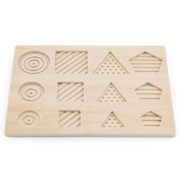 Encajable de madera sensorial formas geométricas y texturas - Andreu Toys