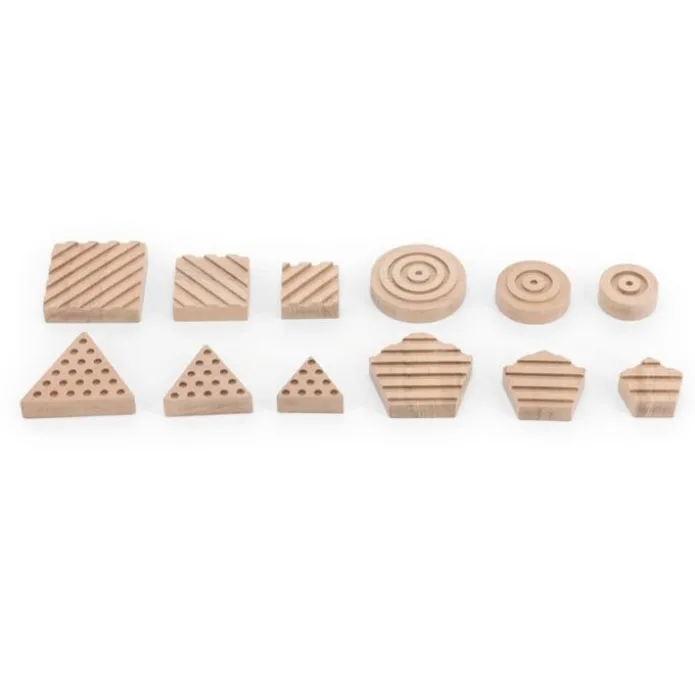 Encajable de madera sensorial formas geométricas y texturas - Andreu Toys