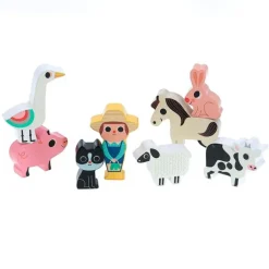 Encajable granja de madera con granjero y animales - Vilac