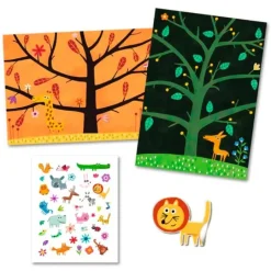 Escenarios con pegatinas reutilizables Animales Pilla-pilla - Djeco