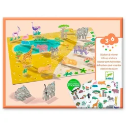 Escenarios tridimensionales con pegatinas reutilizables Animales - Djeco