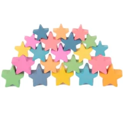 Estrellas de madera colores arcoíris (21) - TickiT