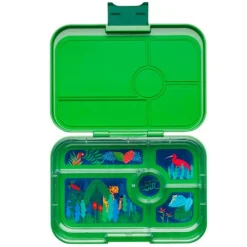 Fiambrera de tritán (sin BPA) con 5 compartimentos Tapas verde Jungla - Yumbox