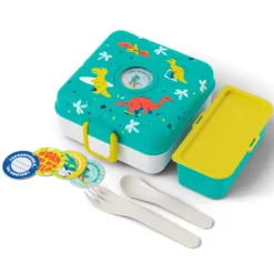 Fiambrera doble compacta polipropileno verde dinosaurios (sin BPA) 850 ml - Monbento