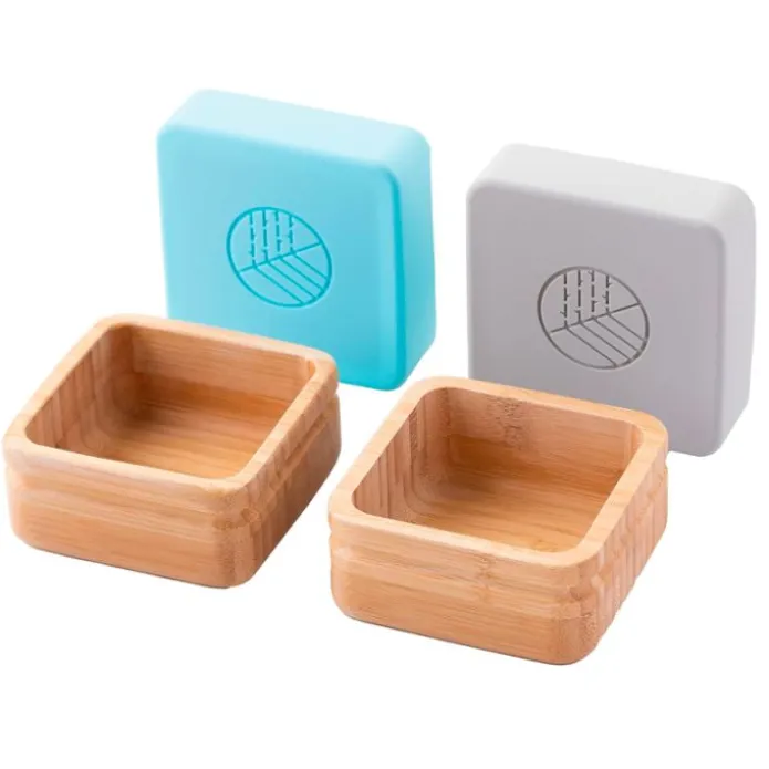 Fiambreras para snacks azul y gris (2) - Madera de Bambú - Eco Rascals
