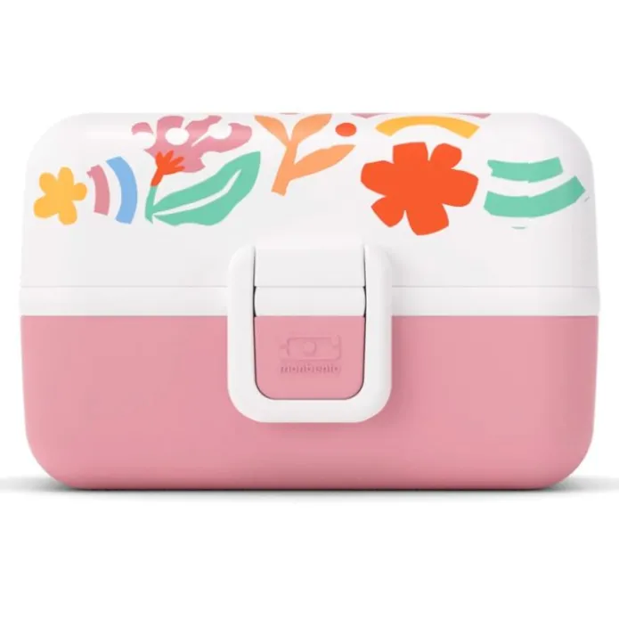 Fiambrera triple compacta polipropileno rosa flores (sin BPA) 800 ml - Monbento