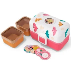 Fiambrera triple compacta polipropileno rosa pájaros (sin BPA) 800 ml - Monbento