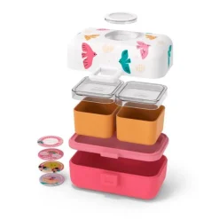 Fiambrera triple compacta polipropileno rosa pájaros (sin BPA) 800 ml - Monbento
