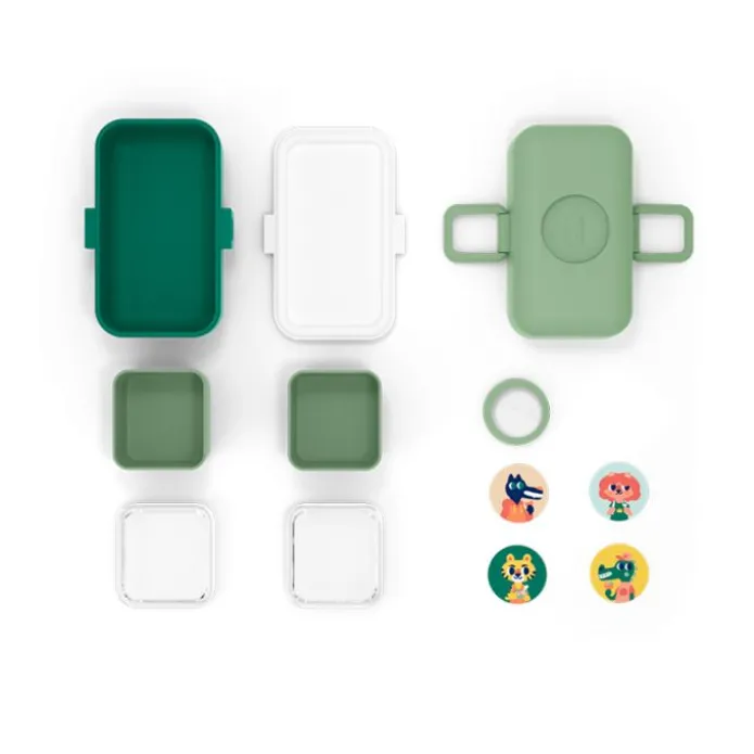 Fiambrera triple compacta polipropileno verde bosque (sin BPA) 800 ml - Monbento