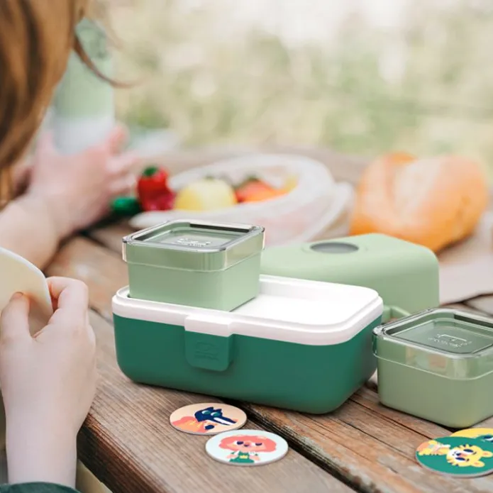 Fiambrera triple compacta polipropileno verde bosque (sin BPA) 800 ml - Monbento