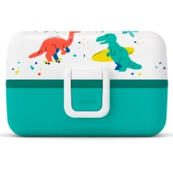 Fiambrera triple compacta polipropileno verde dinosaurios (sin BPA) 800 ml - Monbento