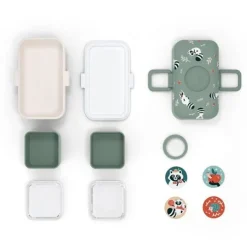 Fiambrera triple compacta polipropileno verde Mapaches (sin BPA) 800 ml - Monbento