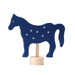 Figura caballo azul de madera para calendario anual y espiral de celebración - Grimm's
