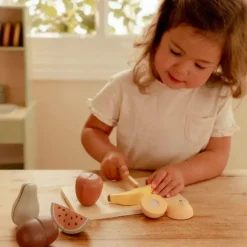 Frutas, cuchillo y tabla de madera para cortar - Little Dutch