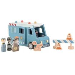 Furgón de policía con muñecos y accesorios de madera - Little Dutch