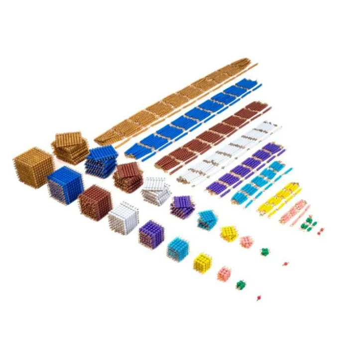 Gabinete de madera con material completo de perlas - Montessori