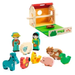 Granja de madera y fieltro portátil con animales Softi Farm - Djeco