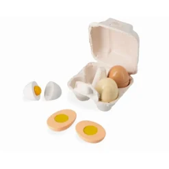 Huevera con 4 huevos cocidos de madera - Janod