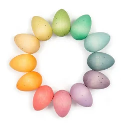 Huevos de madera colores pastel (12) - Grapat