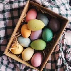 Huevos de madera colores pastel (12) - Grapat