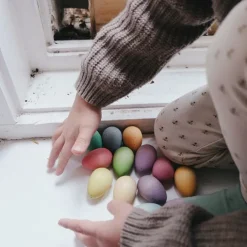Huevos de madera colores pastel (12) - Grapat