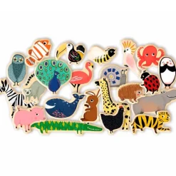 Imanes de madera Animales granja y selva 36 piezas - Djeco