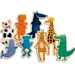 Imanes de madera Animales locos 24 piezas - Djeco