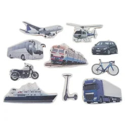 Imanes de madera Medios de transporte (10) - Nowordbooks