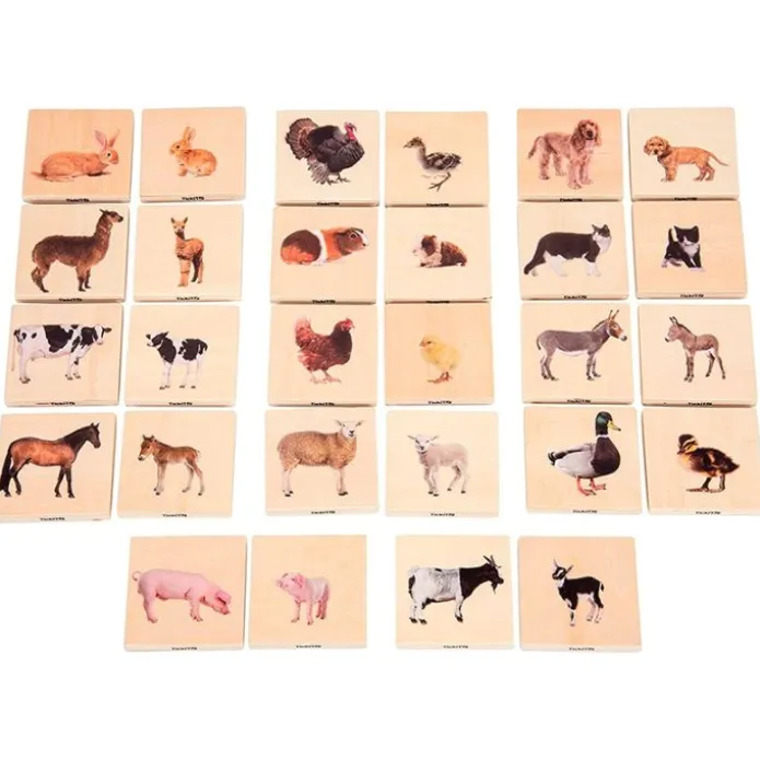 Juego de madera relacionar animales de granja 28 piezas - TickiT