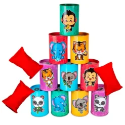Juego de puntería con latas de animales - Cayro