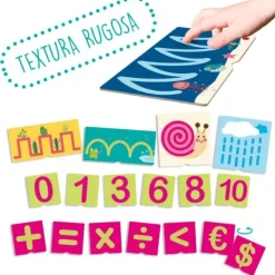 Juego sensorial: Tacto fichas de números y pre-escritura - Akros
