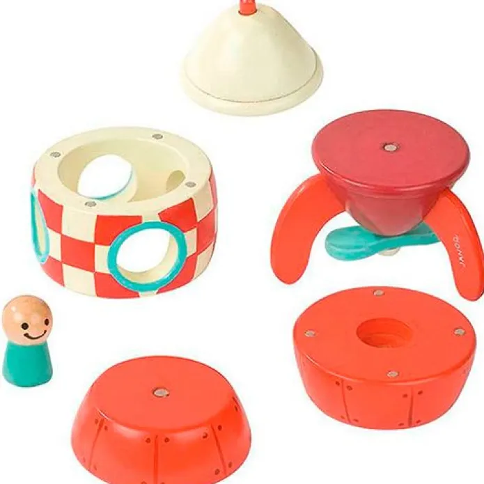 Kit cohete magnético de madera rojo - Janod